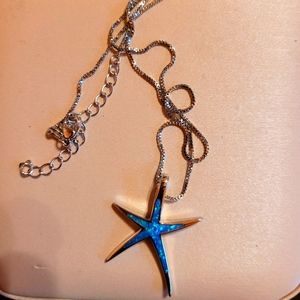 Blue starfish necklace